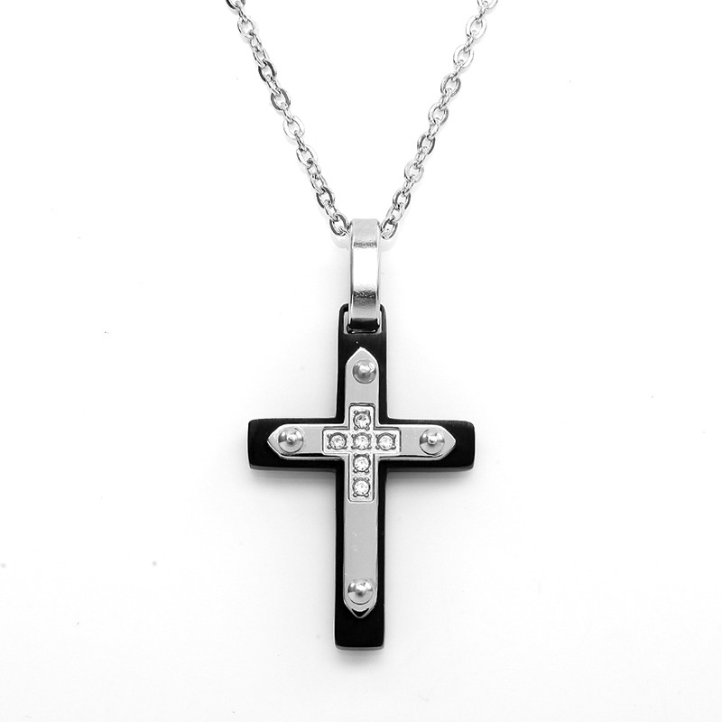 Stainless Steel Two-Tone Cross Pendant Olaszország nyaklánca