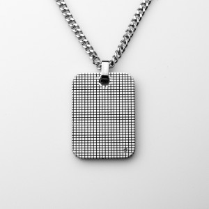 Stainless Steel Men\\ s Engravable Dog Tag Pendant a Cubic Zirconia Stone Fence Minta nyaklánccal