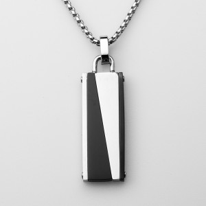 Mens Womens Ékszer Stainless Steel Pendant Two-tone Black Plated Necklace Chain
